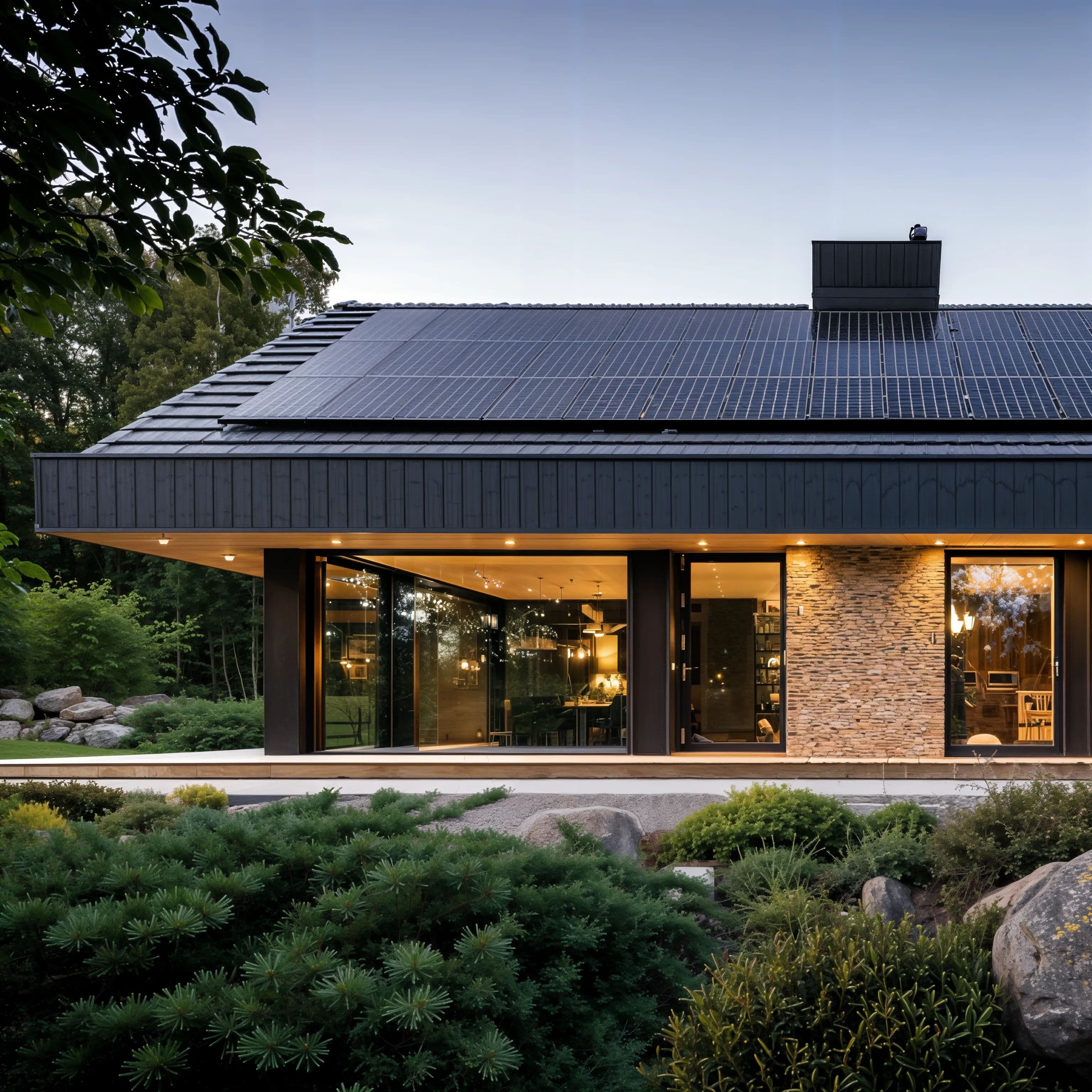 Modernes Haus mit PV-Anlage